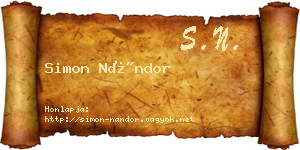 Simon Nándor névjegykártya